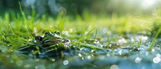 Wildlife Watching: Frogs in Serene Pond Habitat