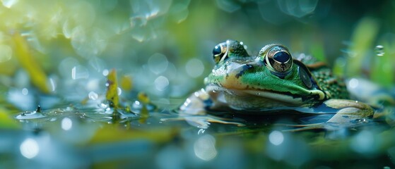 Obraz premium Tranquil Wildlife Watching in a Lush Pond Habitat