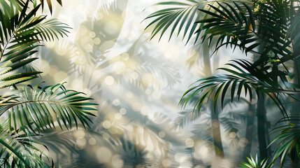 Obraz premium Palm leaves jungle background tropical plant green nature tree forest summer landscape leaf rainforest foliage botanic exotic vegetation jungle branches dark environment greenery wallpaper