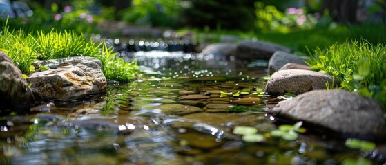 Tranquil Pond Design: Drawing Inspiration from Nature for a Serene Water Feature Surrounded by Lush Grass