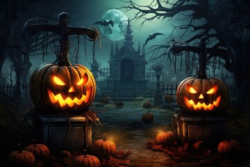 Halloween pumpkin anthropomorphic jack-o'-lantern.