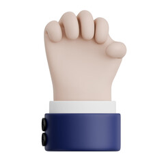 Obraz premium 3D Rendered Hand Gesture raised fist. Transparent Background
