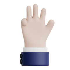 Obraz premium 3D Rendered Hand Gesture Four sign. Transparent Background