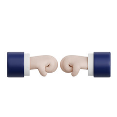 3D Rendered Hand Gesture Fist Bump Between Two Hands. Transparent Background