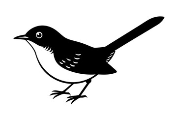 Silhouette of a black bird vector art illustration      