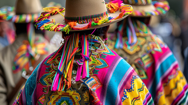 Men in traditional dress in the Parade of Silleteros Mexico