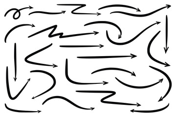 Hand draw directional arrows set sketch design
