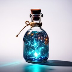 Magic bottle glass illuminated transparent.