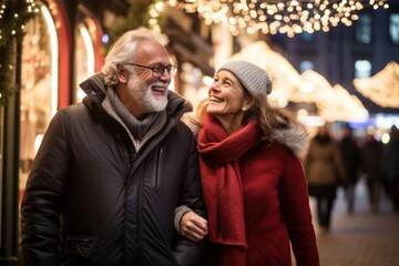 Obraz premium Mature married couple christmas portrait glasses.