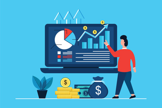 Salary rate increase with growth up arrow and people character. Finance statistic performance of return on investment ROI