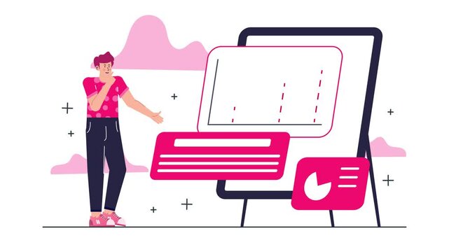 a businessman showing business infographic illustration animated video