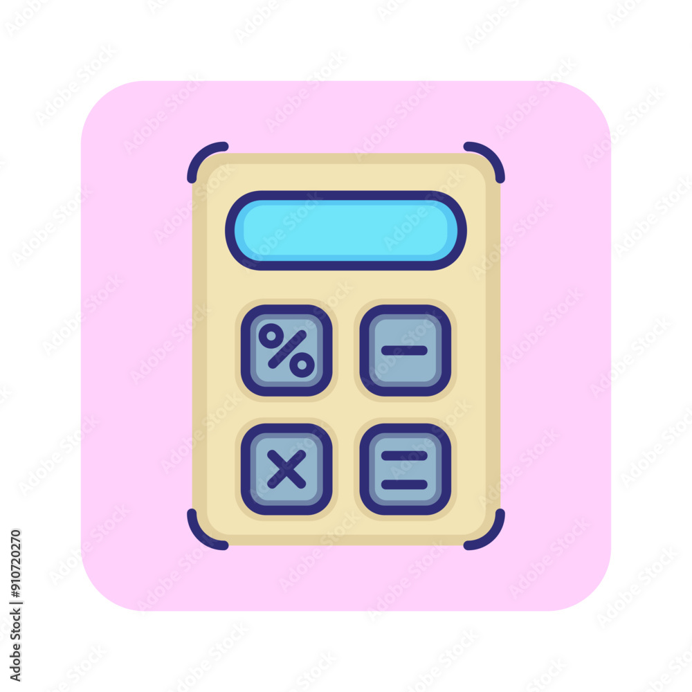 Poster calculator line icon. arithmetics, saving counting, calculation. currency concept. vector illustrati