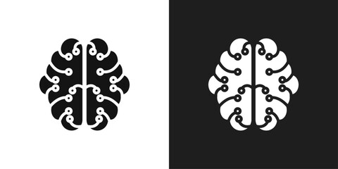 Brain circuit icon line art vector