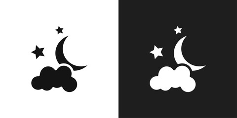Cloud moon icon line art vector