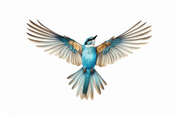 Bird animal flying white background.