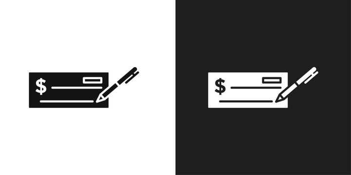 Money check icon line art vector