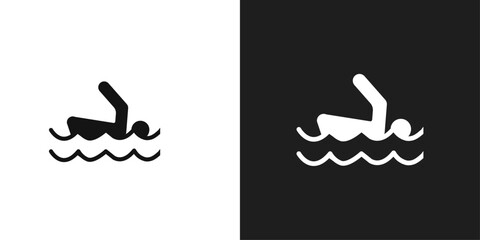 Swimmer icon line art vector