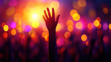 Person Cheering with Raised Hand