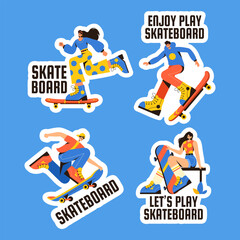 Skateboard Label Flat Cartoon Hand Drawn Templates Background Illustration