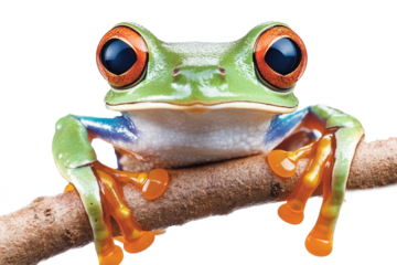 A bright-eyed tree frog with full depth of field