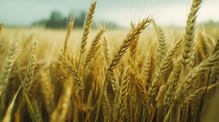 Fototapeta premium Close-up of a wheat field on a nice day