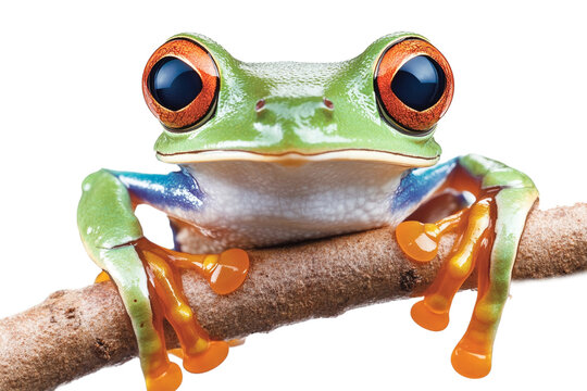 A bright-eyed tree frog with full depth of field
