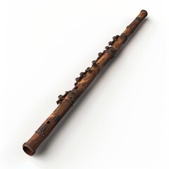 Fototapeta premium 3D Render, Low Poly style of a medieval flute with a wooden body and finger holes, on isolated white background, Generative AI
