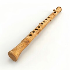Naklejka premium 3D Render, Low Poly style of a medieval flute with a wooden body and finger holes, on isolated white background, Generative AI