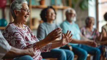 Obraz premium Seniors teaching classes at a community center, sharing knowledge and skills with younger generations