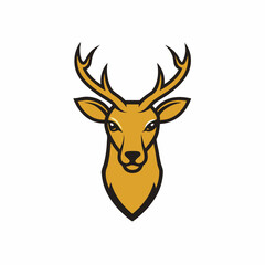 A sleek, stylized deer head with large antlers vector art illustration