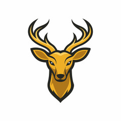 Naklejka premium A sleek, stylized deer head with large antlers vector art illustration
