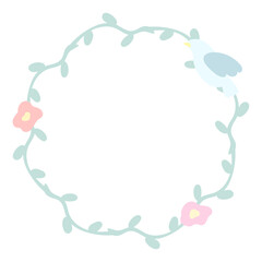 ナチュラルな鳥と花の植物フレーム⭐︎PNG