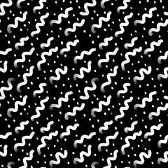 black and white abstract drawing pattern seamless