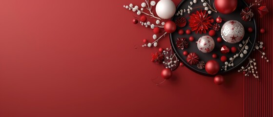 Copyspace included in minimalist Chinese New Year 2025 wallpaper with festive fireworks, vector style.