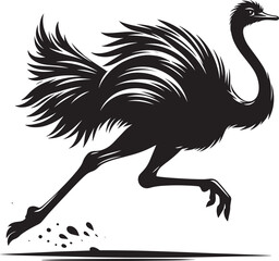 Ostriches bird Silhouette isolated on white background ostrich vector shape icon