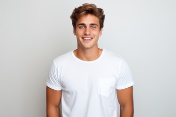 Man portrait t-shirt smiling.