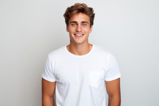 Man portrait t-shirt smiling.