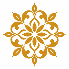 Golden decorative floral ornament vector art illustration