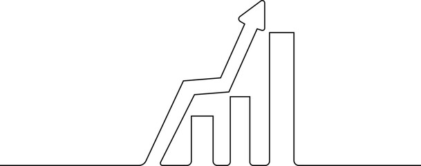 continuous line drawing graph up illustration vector isolated