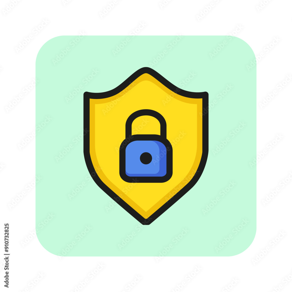 Poster data security line icon. lock inside shield. data protection concept. can be used for topics like co