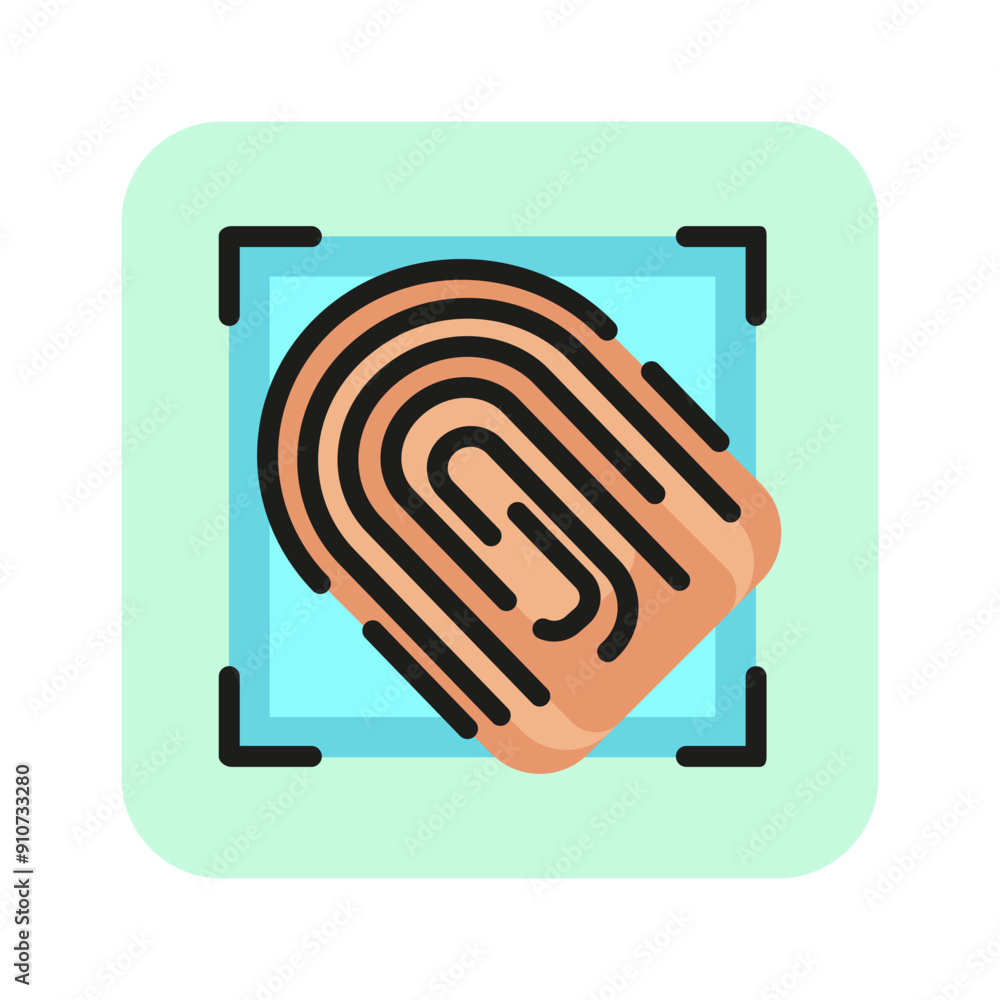 Poster fingerprint recognition line icon. fingerprint scanner, biometric verification, identification. biom