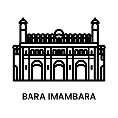 Bara Imambara, Lucknow, Uttar Pradesh, India. Minimalist line art icon, a historical landmark for web, mobile apps and UI.