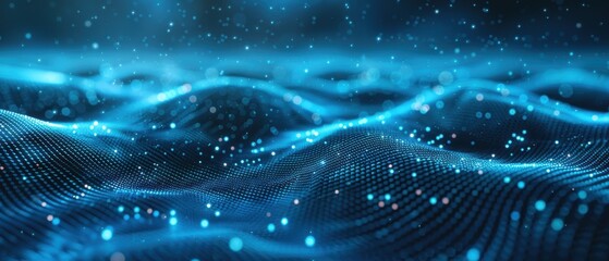 Obraz premium Futuristic Tech Connectivity Abstract Background with Dynamic Blue Lines and Data Points