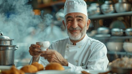 Chef Taking a Break in a Busy Kitchen