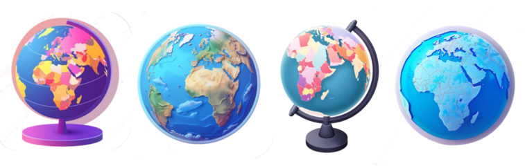 Set of world globes