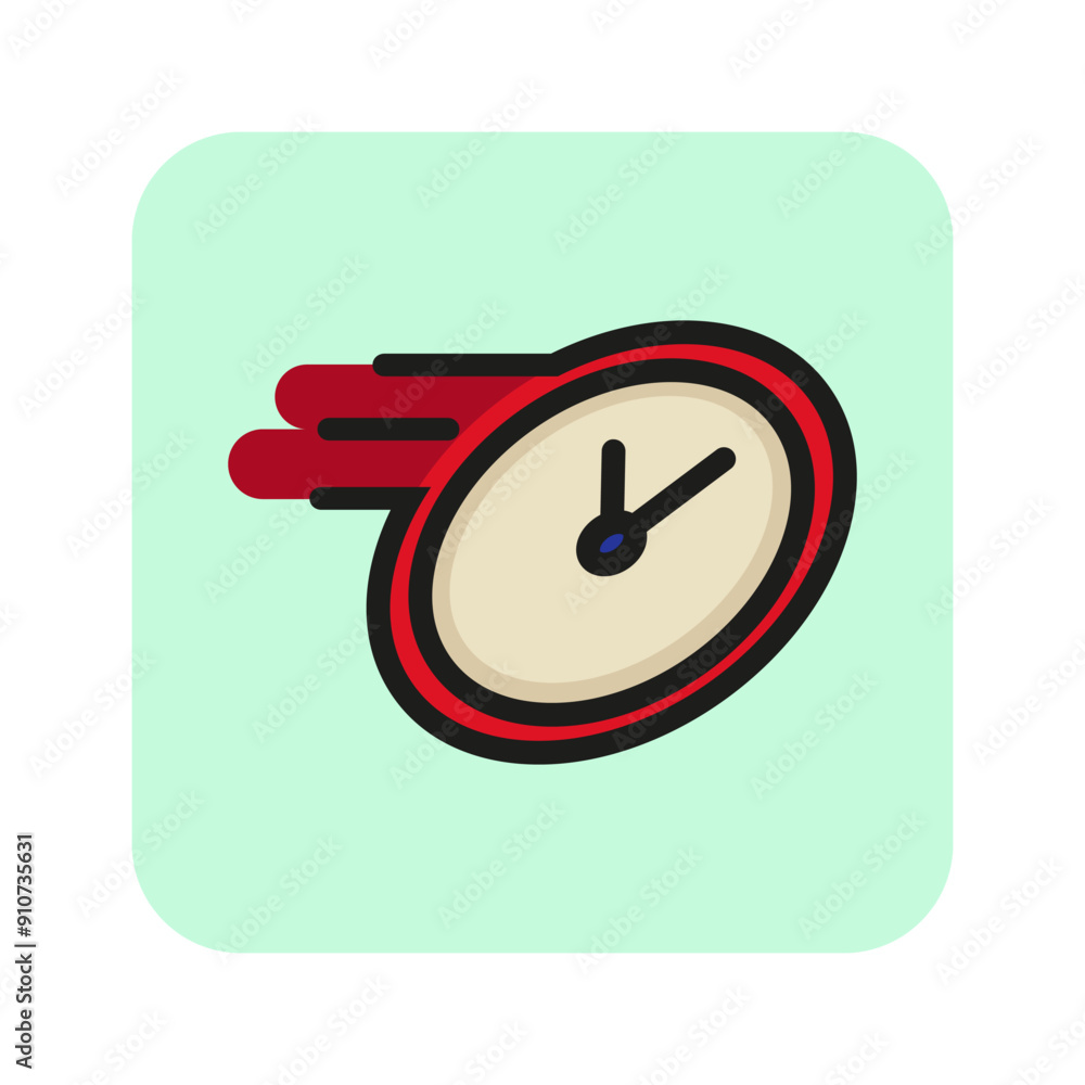 Poster running out timer line icon. express delivery, rush hour, training session. fast time concept. vecto