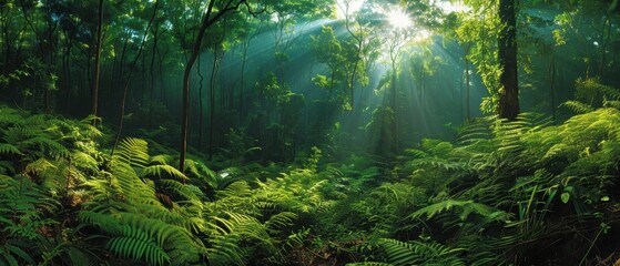 Obraz premium Enchanted High Definition Forest Canopy - Nature's Majesty in Green Splendor