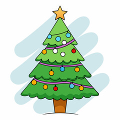 Abstract Christmas tree vector art illustration on a white background