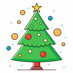 Abstract Christmas tree vector art illustration on a white background
