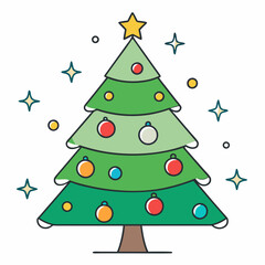 Abstract Christmas tree vector art illustration on a white background